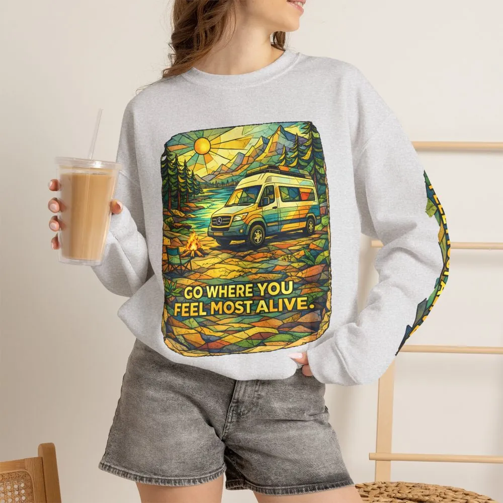 15198639509799421956_2048.jpeg Unisex Heavy Blend™ Crewneck Sweatshirt — "Go Where You Feel Most Alive" Design Cubic-Line