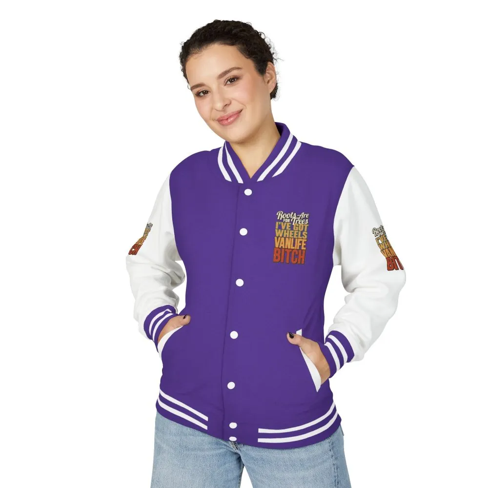 Unisex Heavyweight Letterman Jacket — "Roots Are For Trees" Design F**K-Line