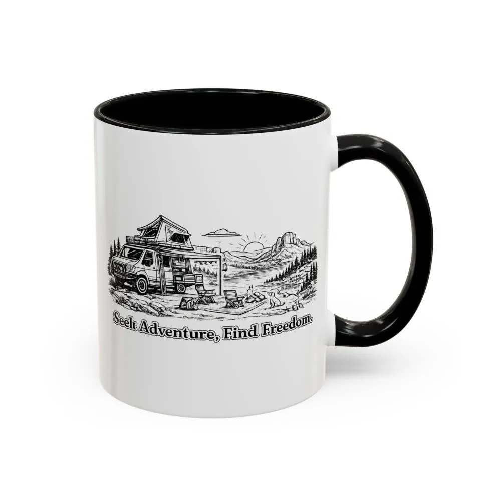 15205153223281772900_2048.jpeg Accent Coffee Mug (11, 15oz) — "Seek Adventure, Find Freedom" Design Minimal-Line
