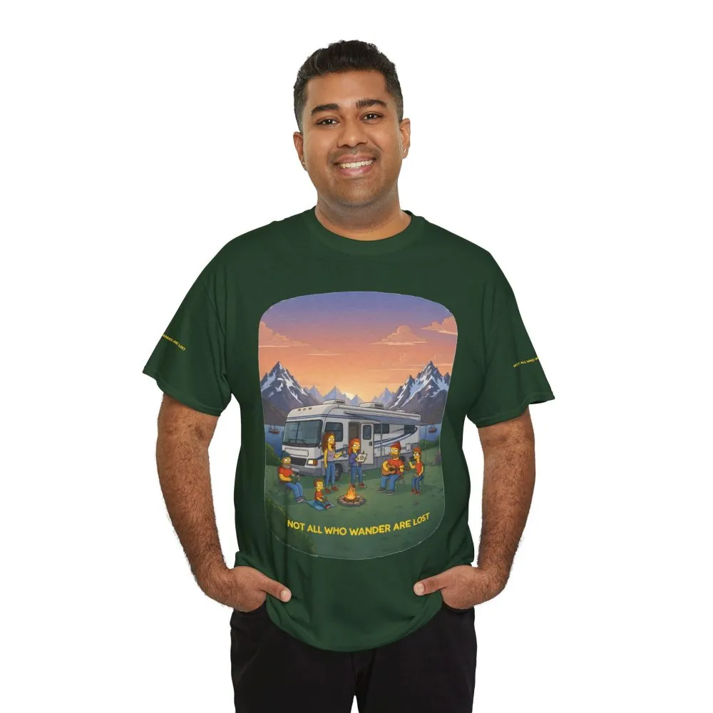 Unisex Heavy Cotton Tee — "Not All Who Wander Are Lost" Design Sitcom-Line