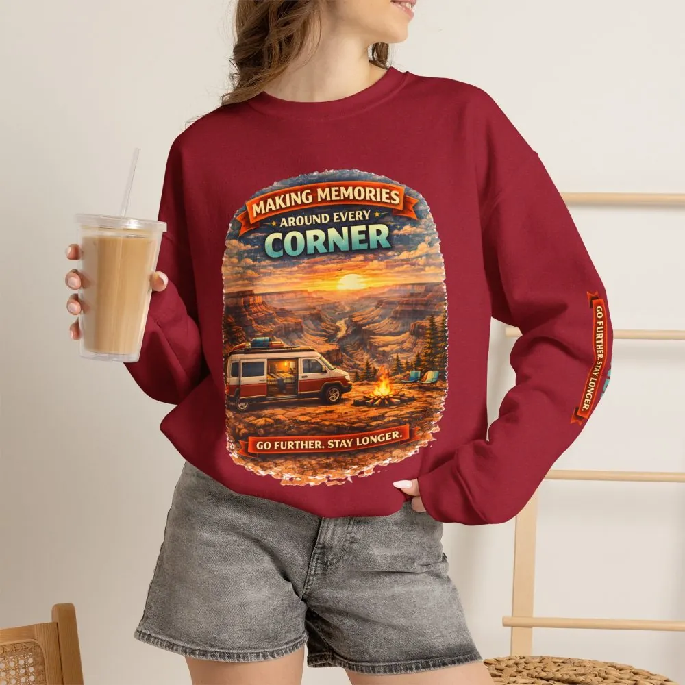 Unisex Heavy Blend™ Crewneck Sweatshirt — "Making Memories Around Every Corner" Design Scenic-Line