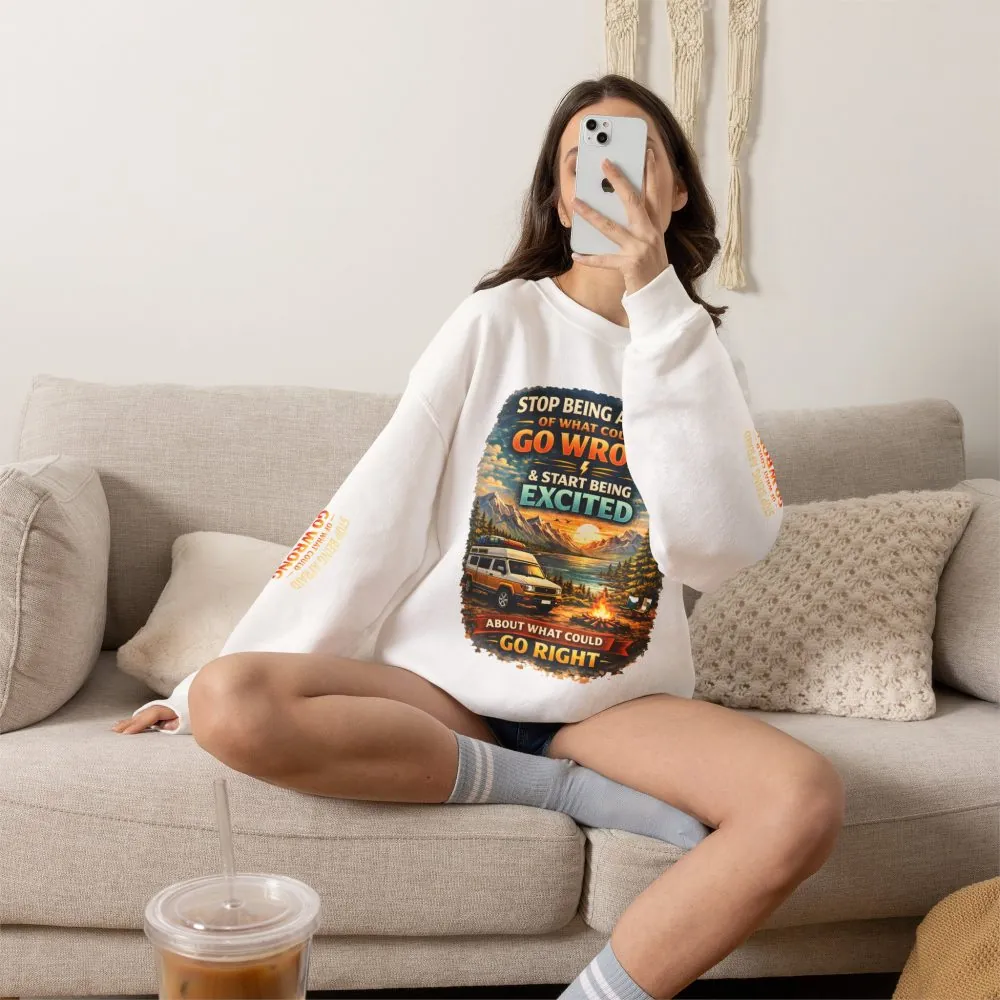 Unisex Heavy Blend™ Crewneck Sweatshirt — "Stop Being Afraid Of What Could Go Wrong" Design Scenic-Line