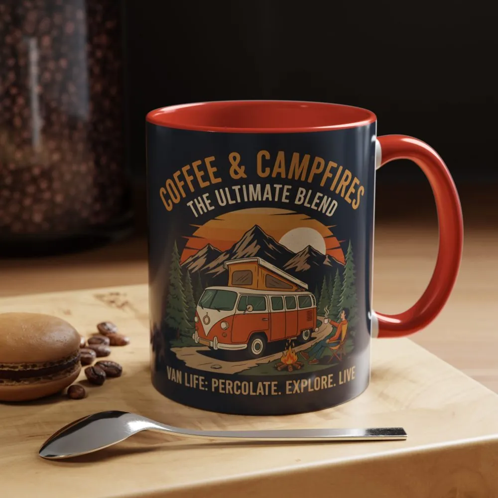 Accent Coffee Mug (11, 15oz) — "Coffee and campfires"