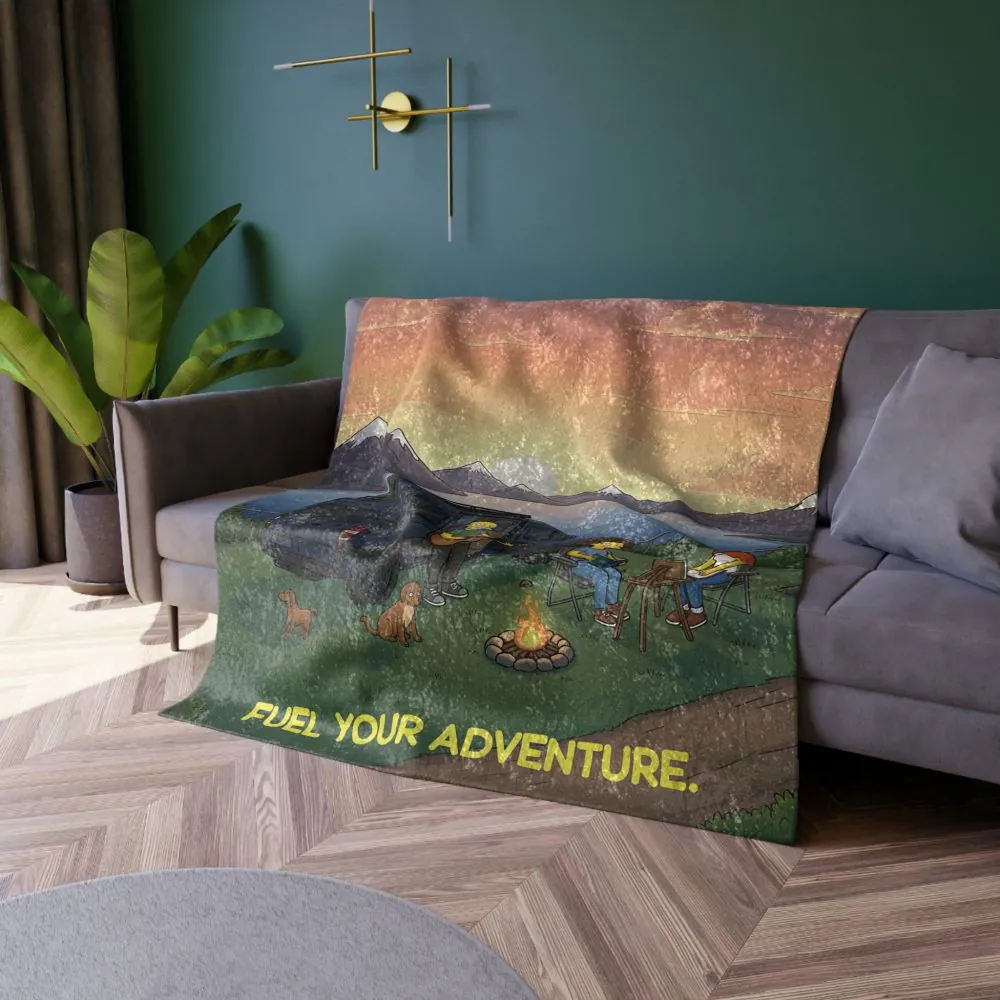 Crushed Velvet Blanket —"Fuel Your Adventure" Design Sitcom-Line (Campervan)