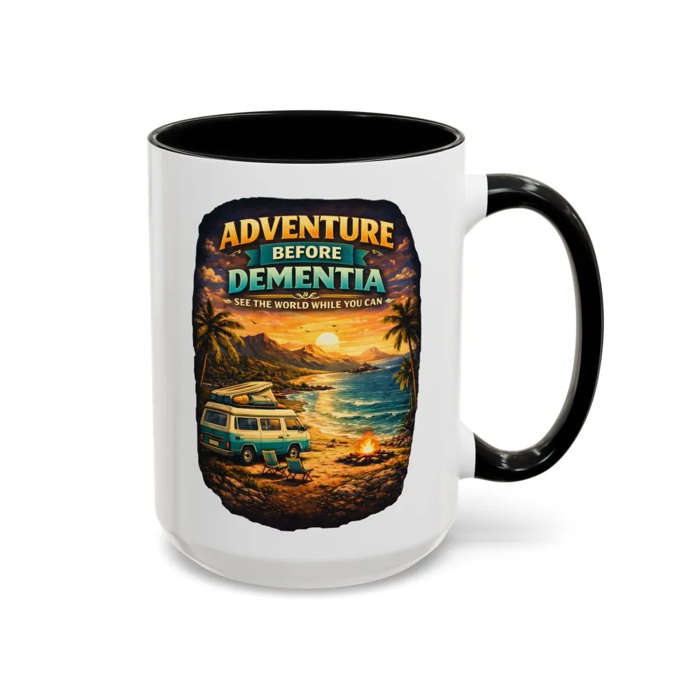 Accent Coffee Mug (11, 15oz) — "Adventure Before Dementia" Design Scenic-Line