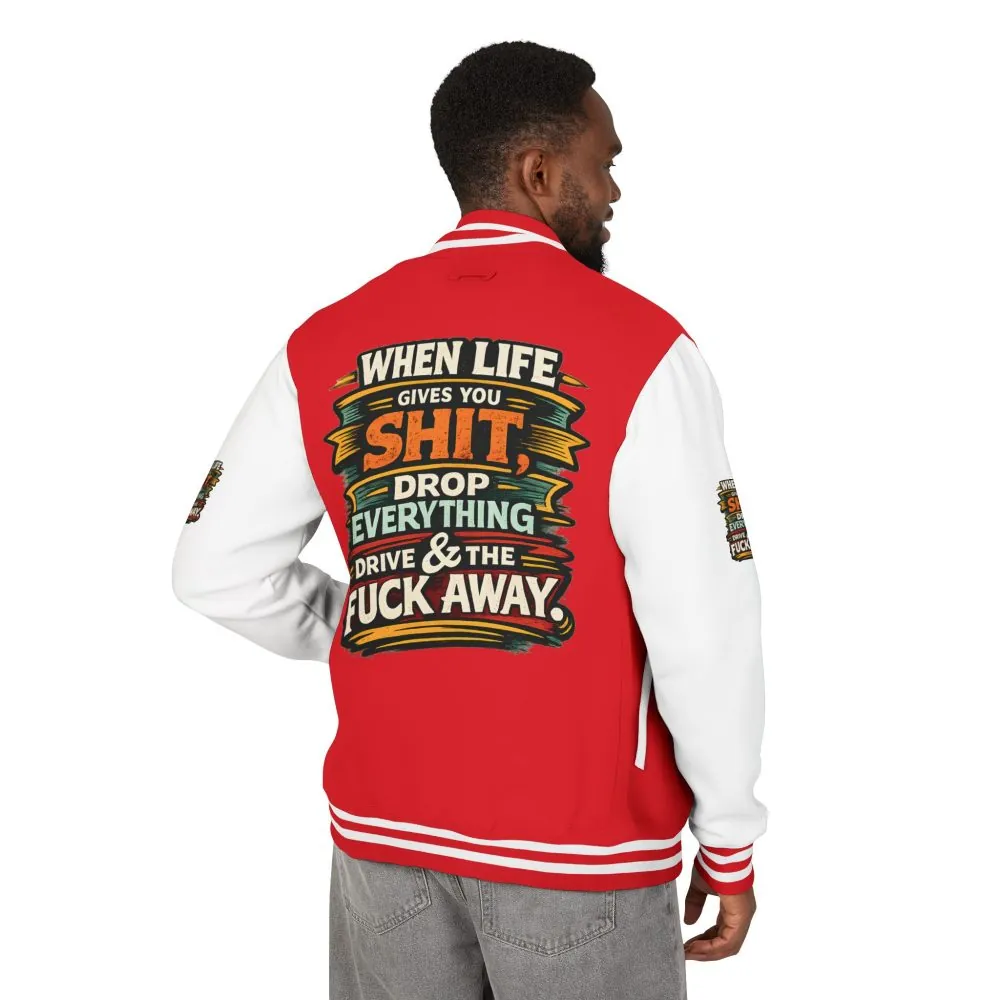 Unisex Heavyweight Letterman Jacket — "When Live Gives You Shit" Design F**K-Line