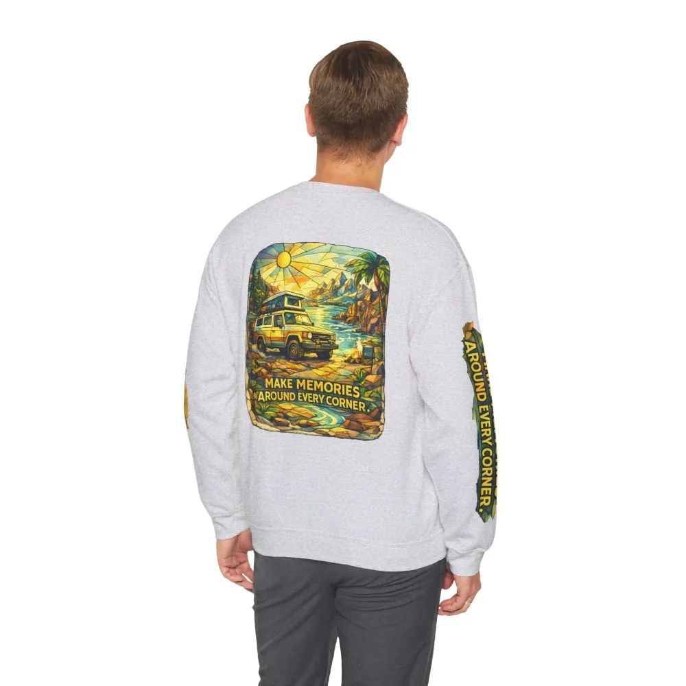 15243146937723670679_2048.jpeg Unisex Heavy Blend™ Crewneck Sweatshirt — "Make Memories Around Every Corner" Design Cubic-Line