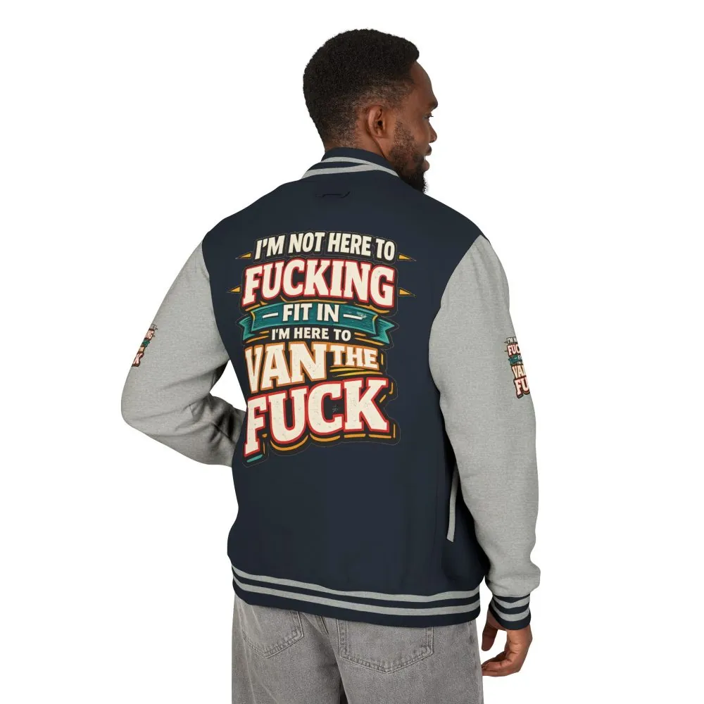 Unisex Heavyweight Letterman Jacket — "I´m Not Here To Fucking Fit In" Design F**K-Line