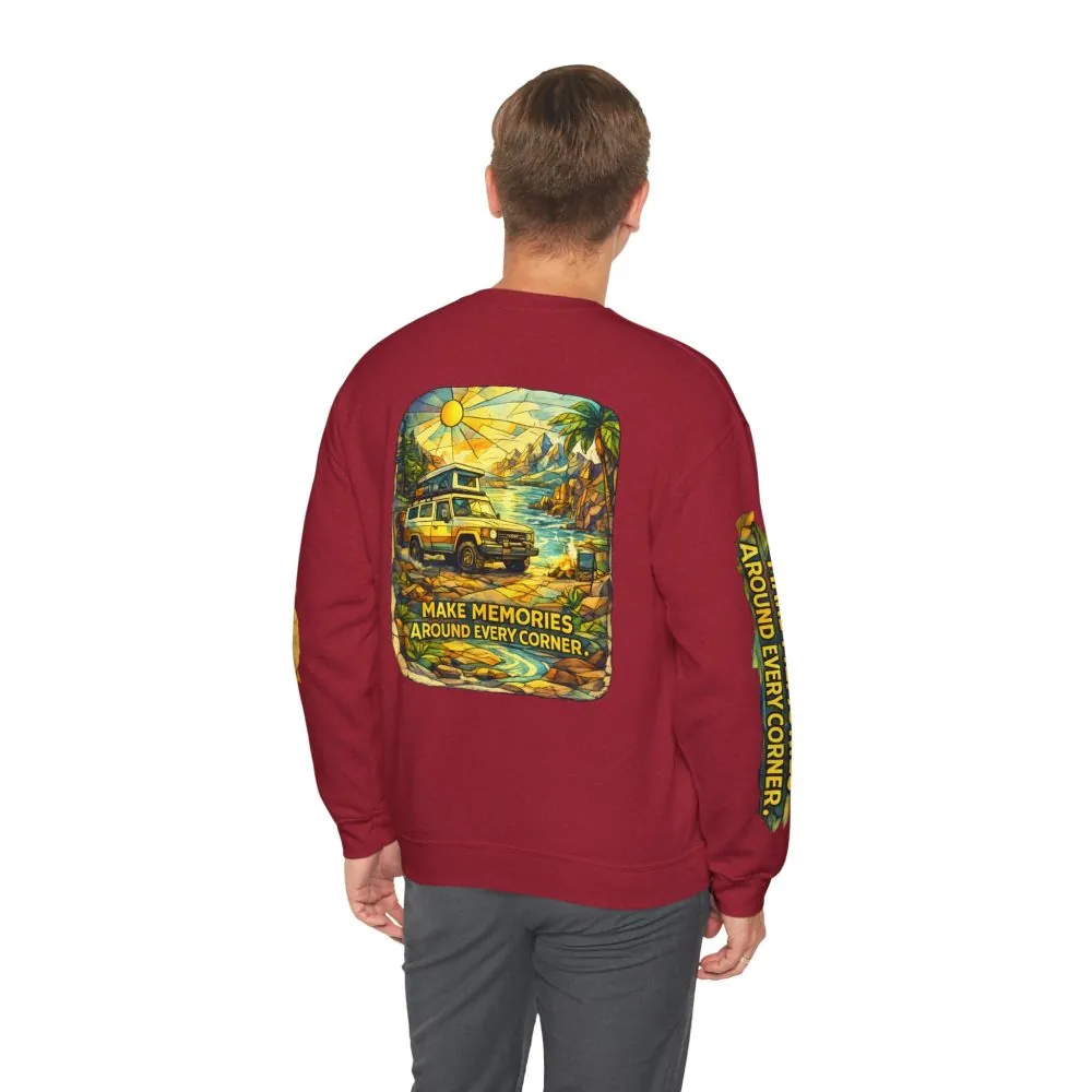 15248124061495554090_2048.jpeg Unisex Heavy Blend™ Crewneck Sweatshirt — "Make Memories Around Every Corner" Design Cubic-Line