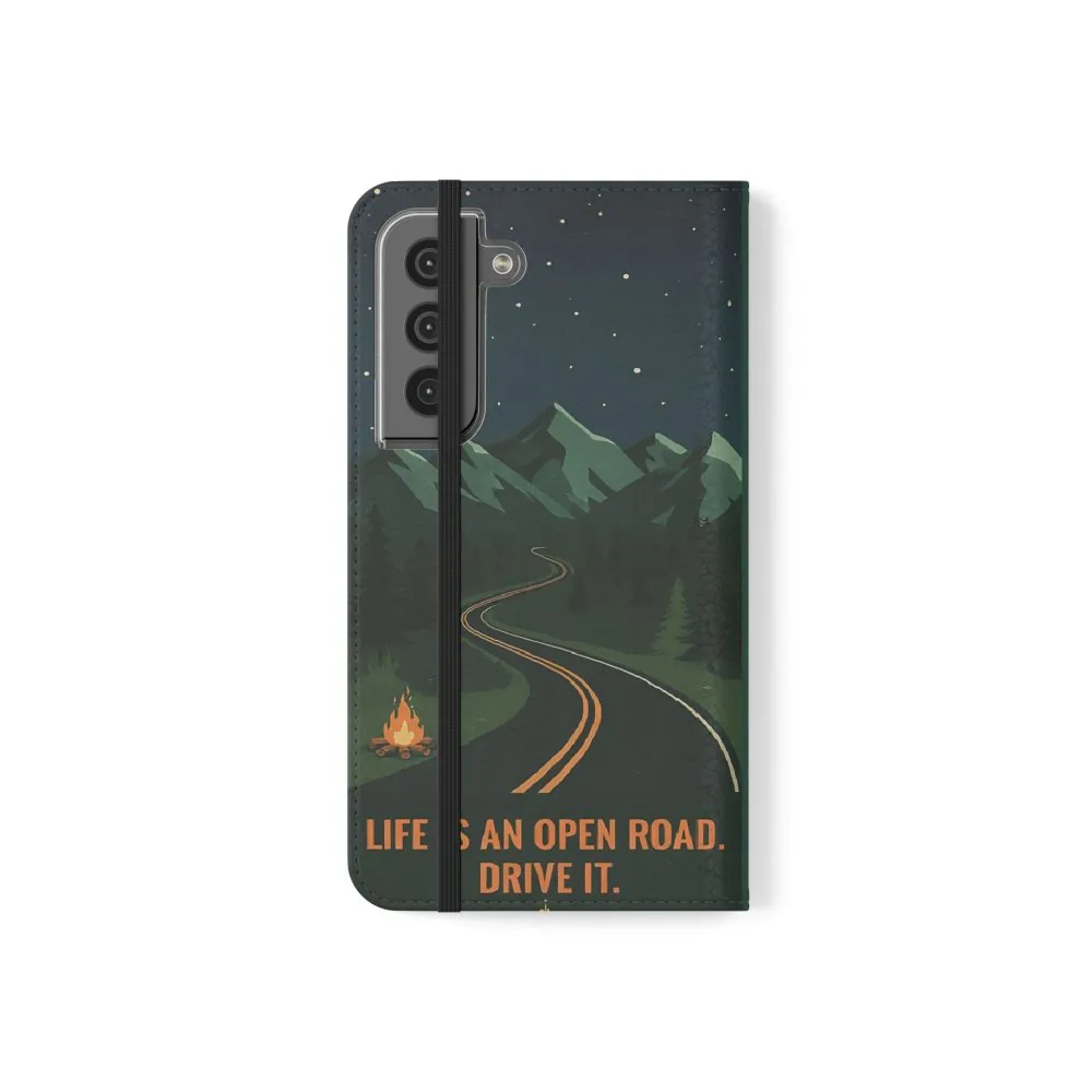 15254226381854181705_2048.jpeg Flip Phone Case — "Roam More Worry Less - Life Is An Open Road" Phone Wallet