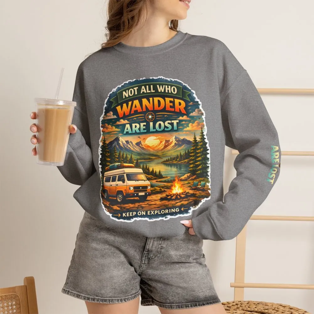 15254765028074285923_2048.jpeg Unisex Heavy Blend™ Crewneck Sweatshirt — "Not All Who Wander Are Lost" Design Scenic-Line