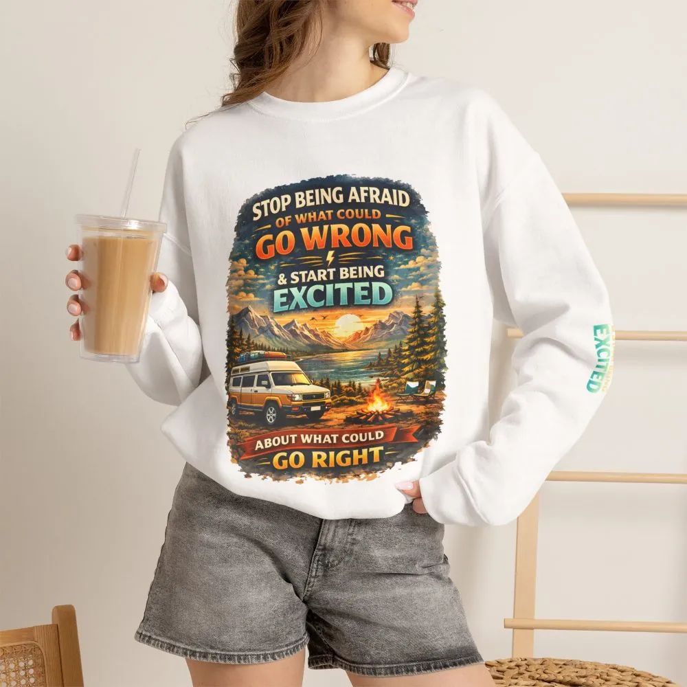 Unisex Heavy Blend™ Crewneck Sweatshirt — "Stop Being Afraid Of What Could Go Wrong" Design Scenic-Line