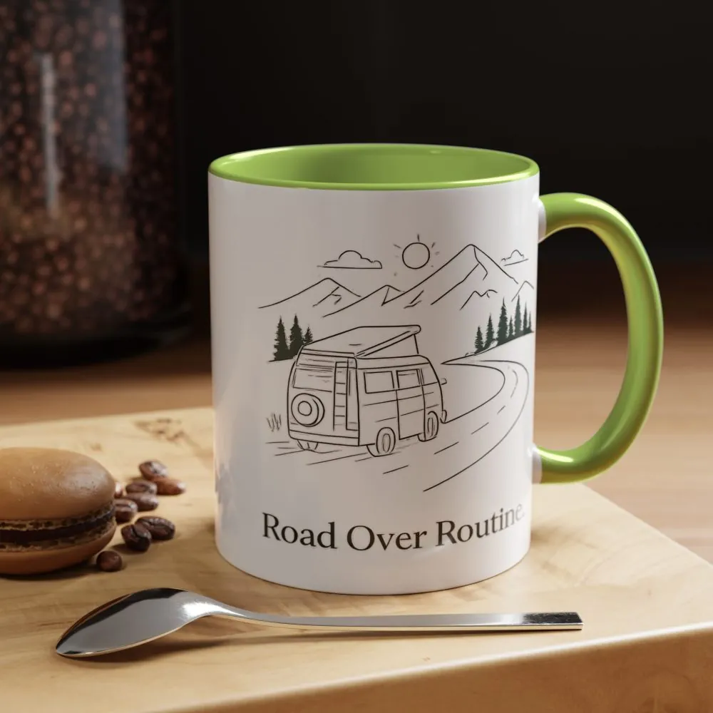 15268336833946652995_2048.jpeg Accent Coffee Mug (11, 15oz) — "Road Over Routine" Design Minimal-Line