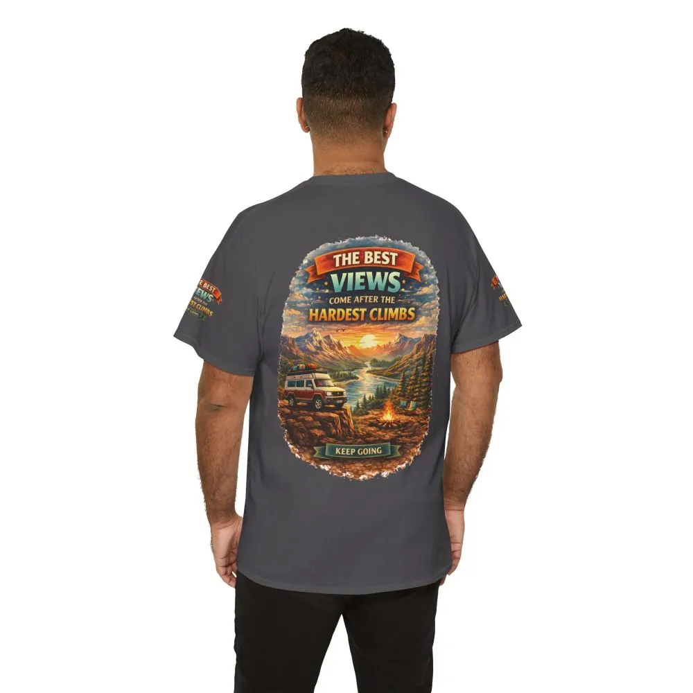 Unisex Heavy Cotton Tee — "The Best Views" Design Scenic-Line