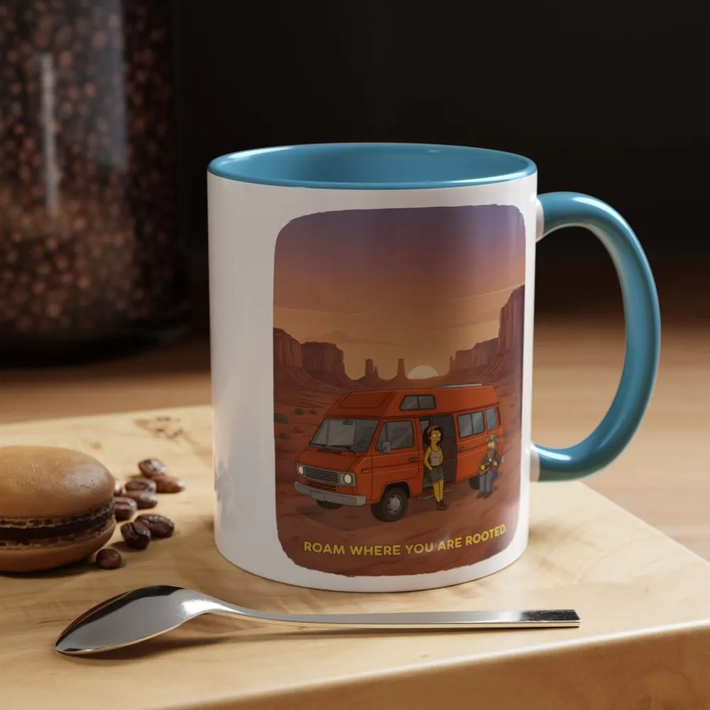 1527069240060327010_2048.jpeg Accent Coffee Mug (11, 15oz) — "Roam Where You Are Rooted" Design Sitcom-Line