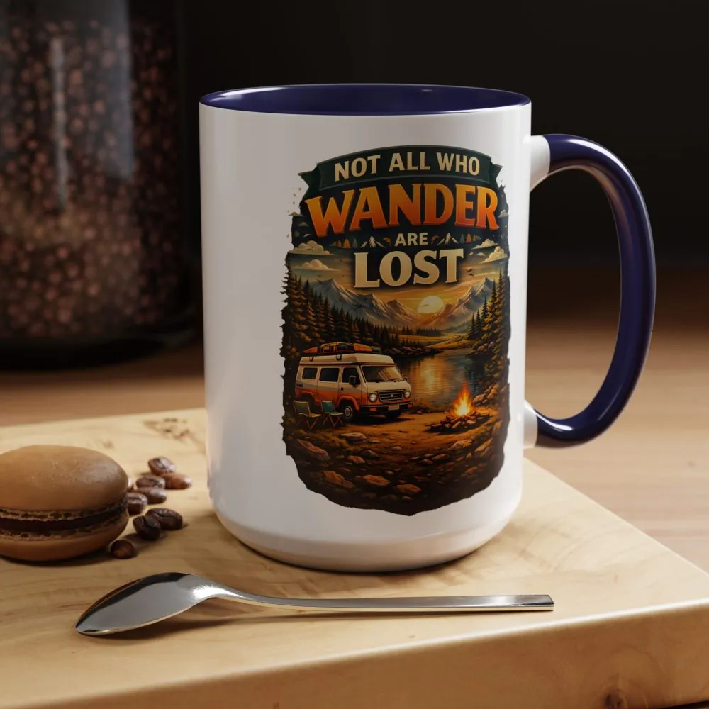 Accent Coffee Mug (11, 15oz) — "Not All Who Wander Are Lost" Design Scenic-Line