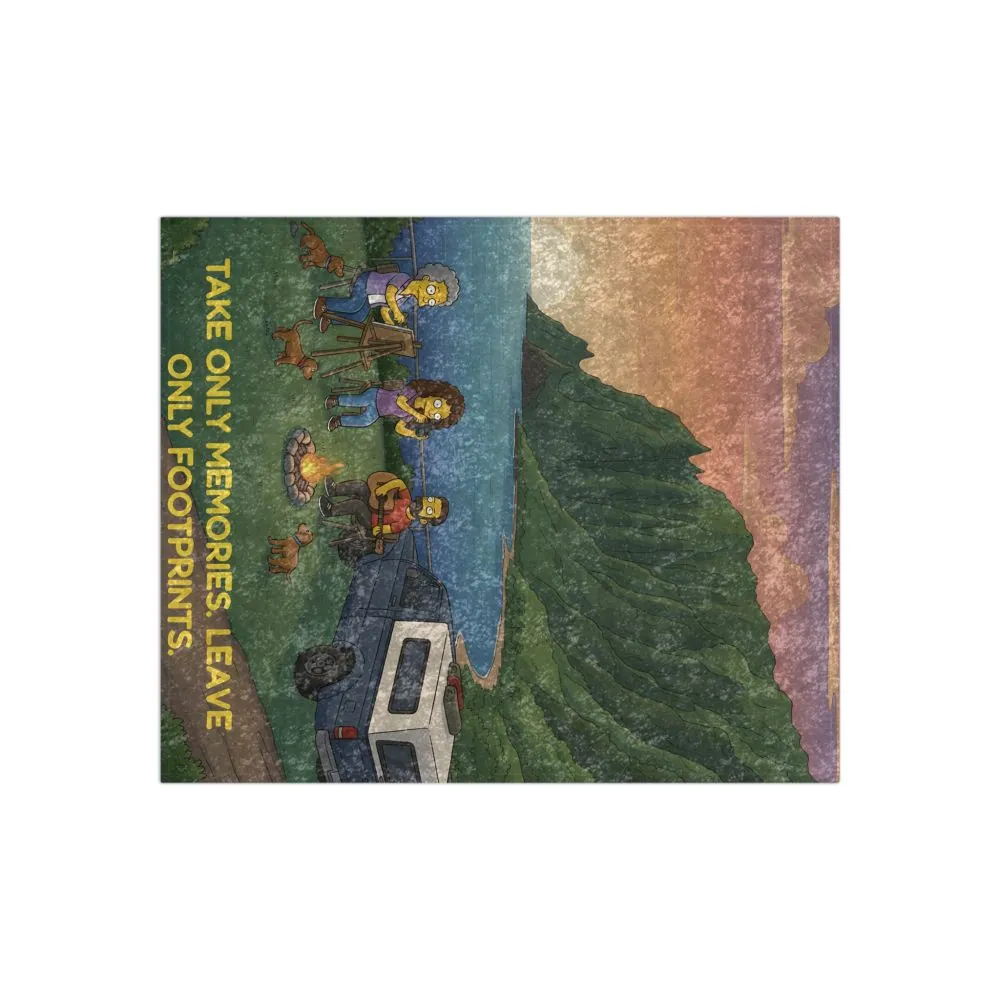 Crushed Velvet Blanket —"Take Only Memories-Leave Only Footprints" Design Sitcom-Line (Campervan)