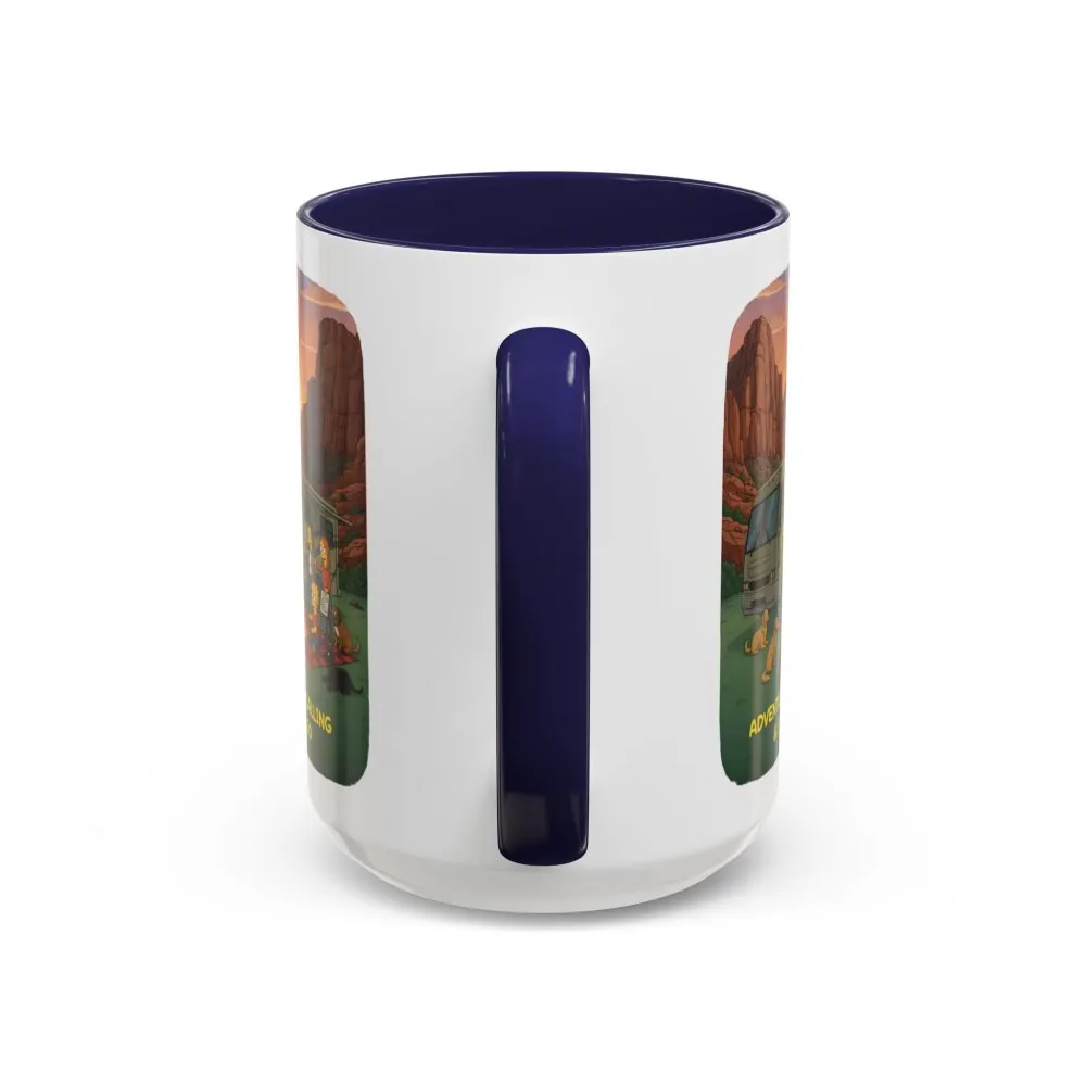 Accent Coffee Mug (11, 15oz) — "Adventure Is Calling-I Must Go" Design Sitcom-Line