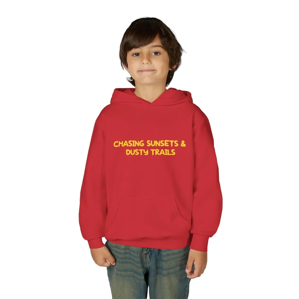 Youth Hoodie(Gildan) – "Chasing Sunsets And Dusty Trails" (Design Sitcom-Line)