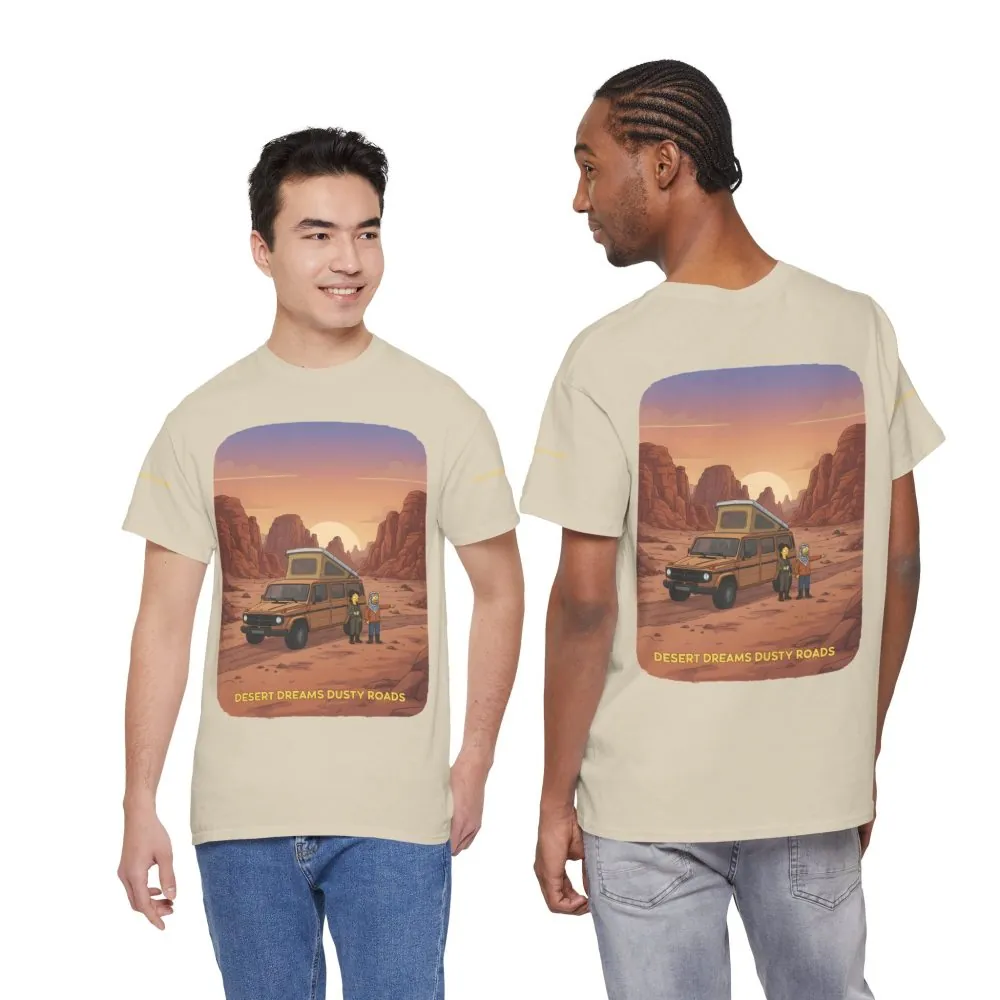 Unisex Heavy Cotton Tee — "Desert Dreams Dusty Roads" Design Sitcom-Line