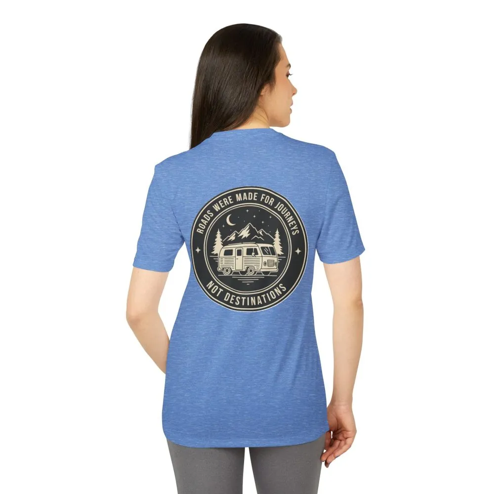 T-Shirt(Adidas) — 'ROAD WHERE MADE FOR JOURNEYS-NOT DESTINATIONS' (font + back printed) Brand Adidas
