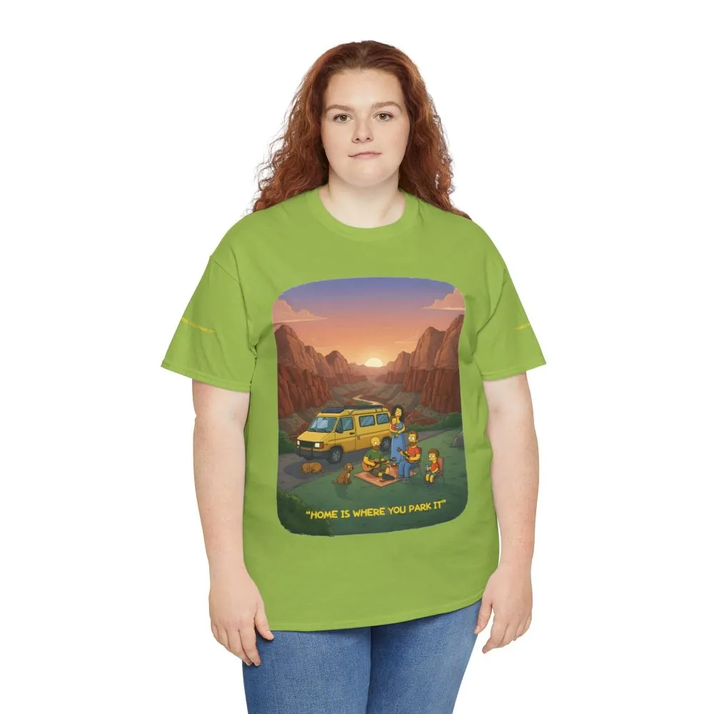 Unisex Heavy Cotton Tee — "Home Is Where You Park It" Design Sitcom-Line