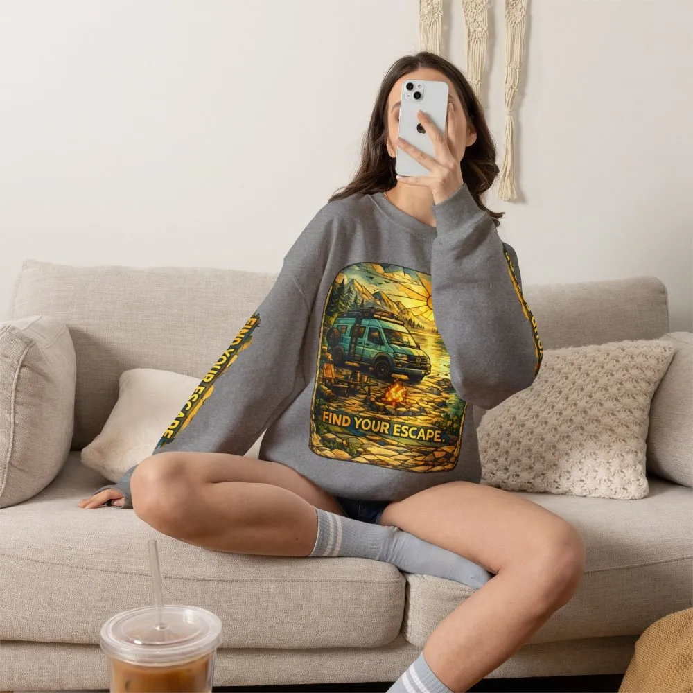 15315017944233652591_2048.jpeg Unisex Heavy Blend™ Crewneck Sweatshirt — "Find Your Escape" Design Cubic-Line