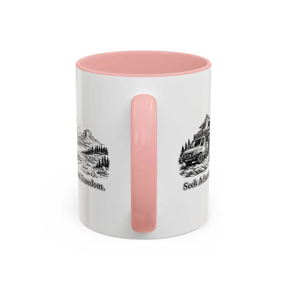 15318212193083886726_2048.jpeg Accent Coffee Mug (11, 15oz) — "Seek Adventure, Find Freedom" Design Minimal-Line
