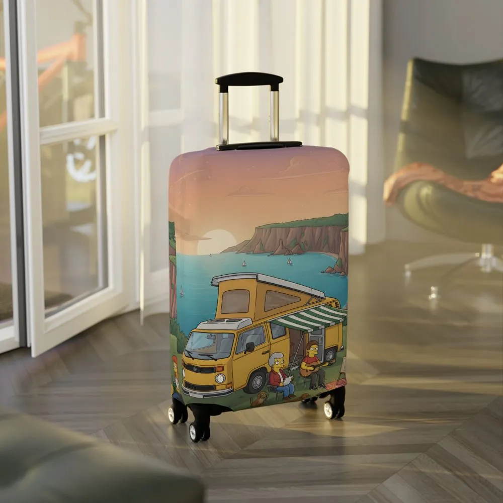 Luggage Cover — Adventure Camper Sketch Travel Suitcase(Design Sitcom-Line)