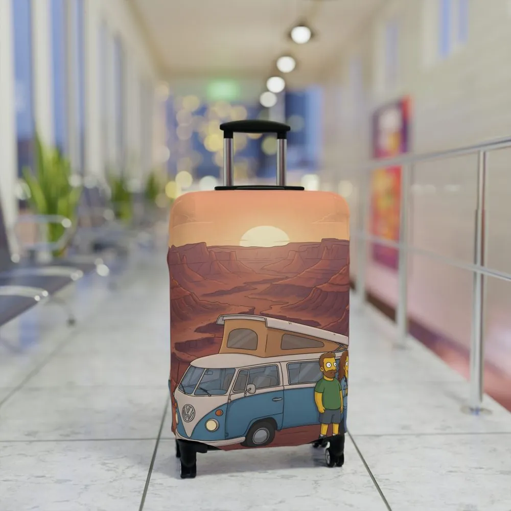 Luggage Cover — Adventure Camper Sketch Travel Suitcase(Design Sitcom-Line)