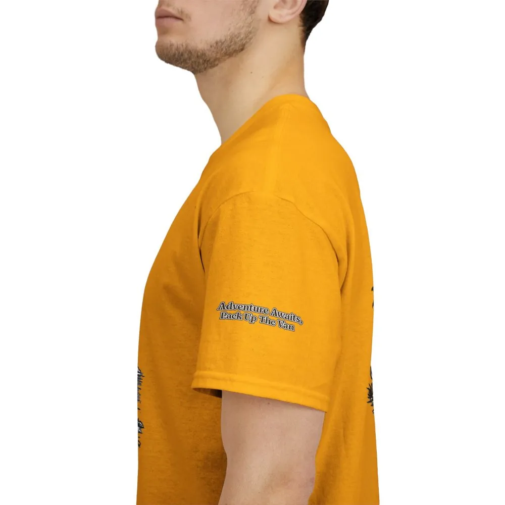 Unisex Heavy Cotton Tee — "Adventure Awaits,Pack Up The Van" Design Minimal-Line