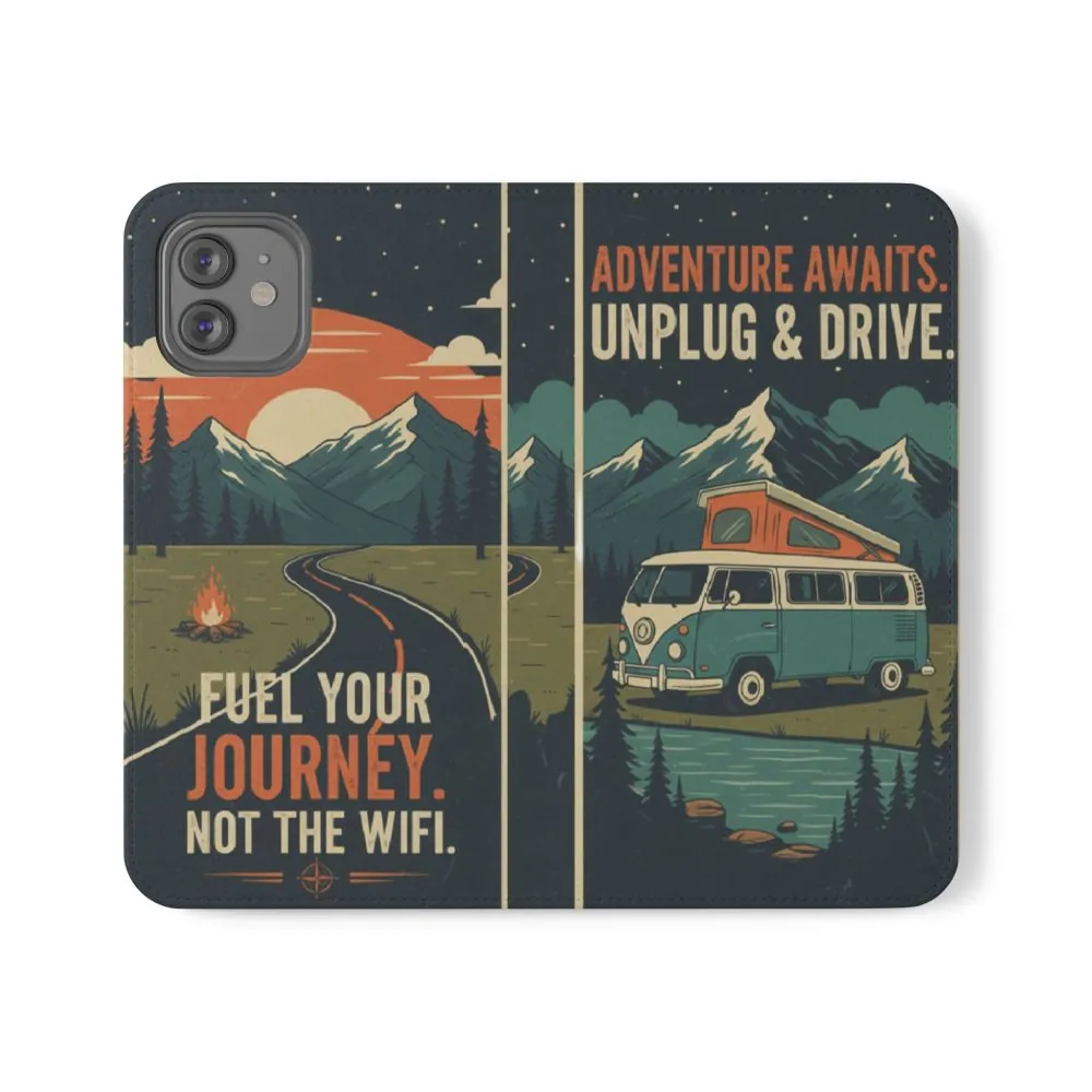 Flip Phone Case — "Fuel Your Journey, Not the Wifi" Wallet Cover