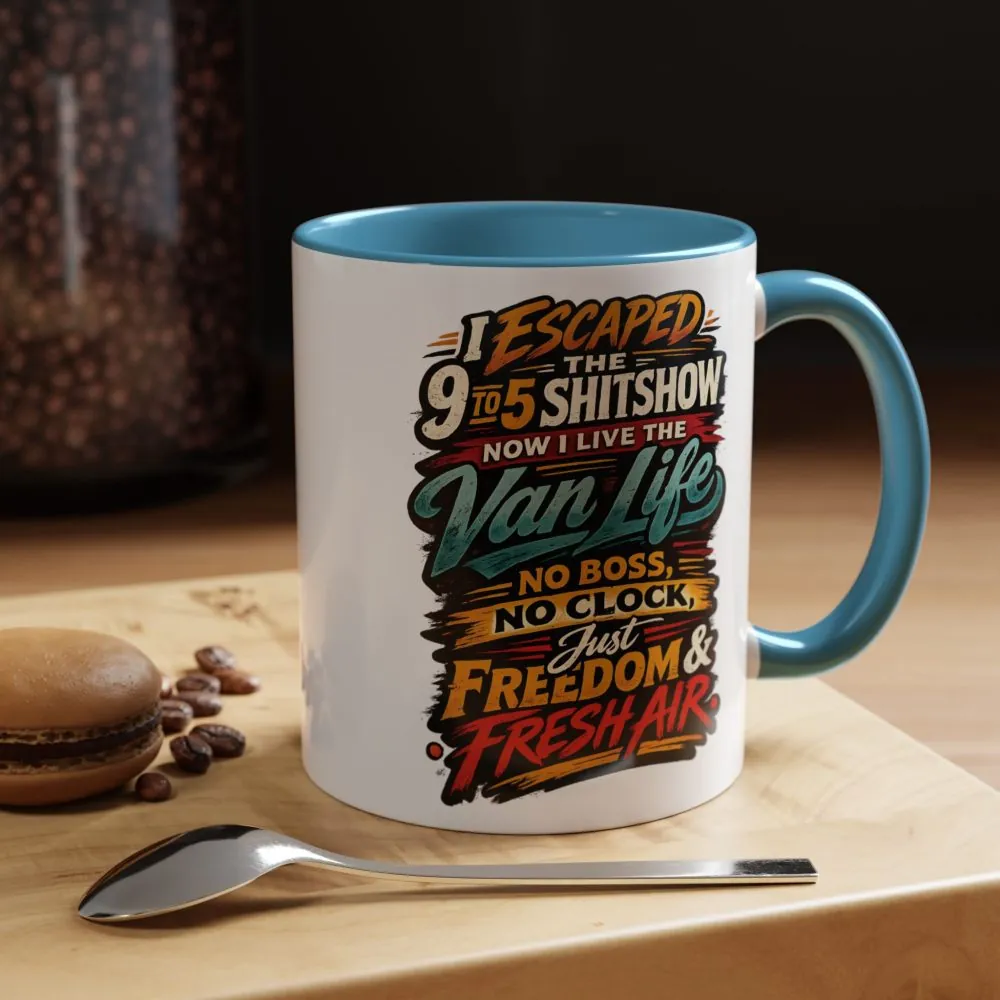 15363183642363423386_2048.jpeg Accent Coffee Mug (11, 15oz) — "I Escaped The 9 To 5" Design F**K-Line