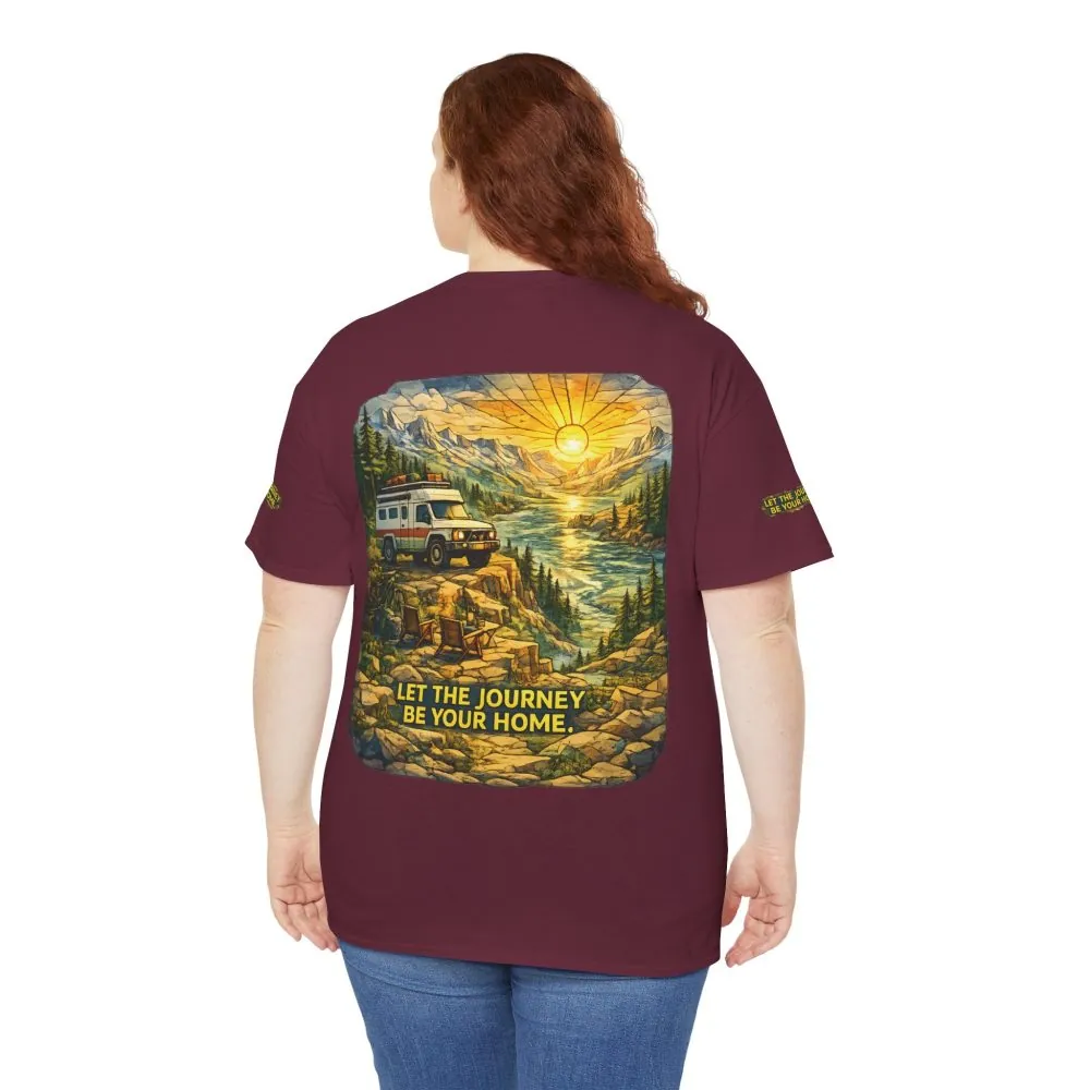 Unisex Heavy Cotton Tee — "Let The Journey Be Your Home" Design Cubic-Line