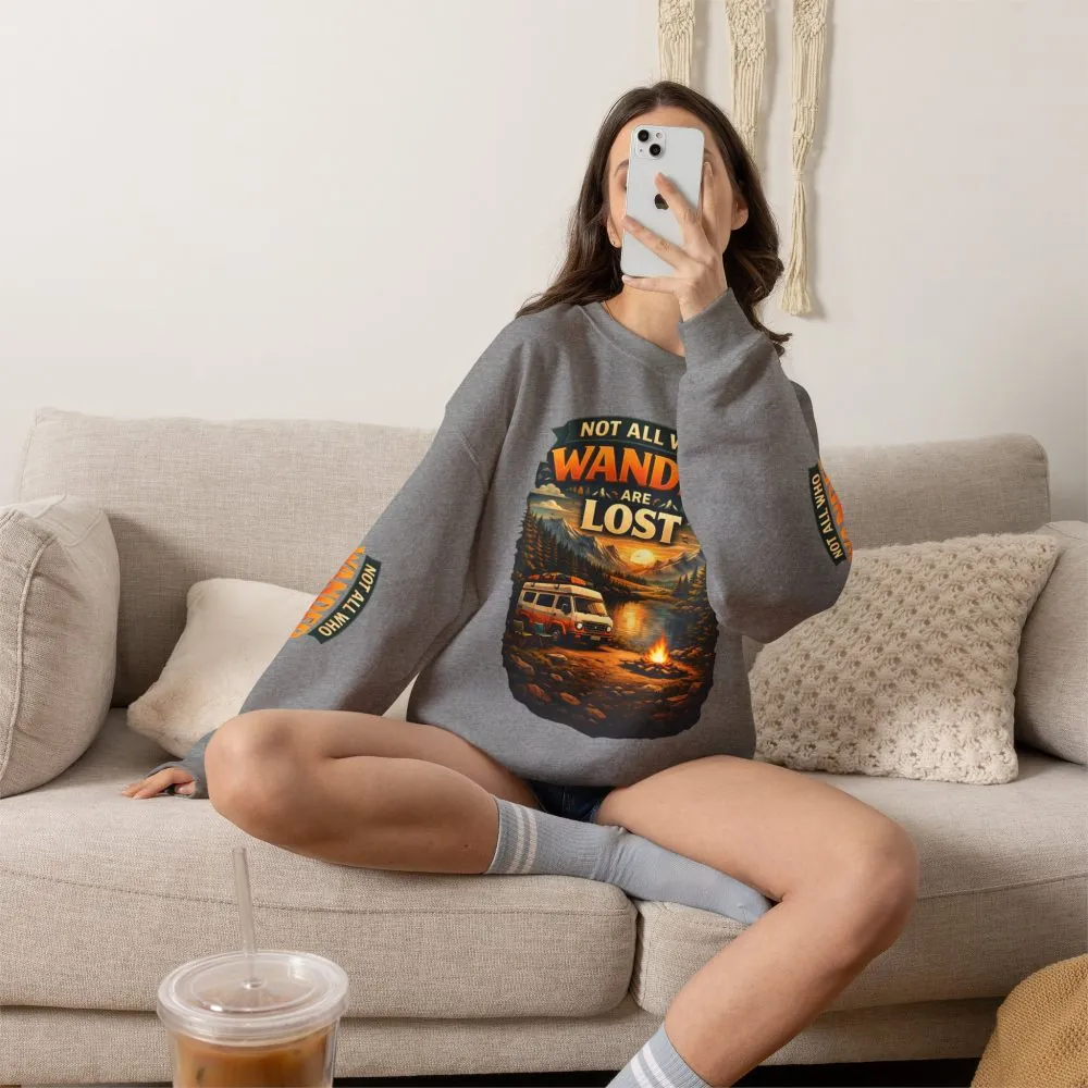 1536867235237612783_2048.jpeg Unisex Heavy Blend™ Crewneck Sweatshirt — "Not All Who Wander Are Lost" Design Scenic-Line