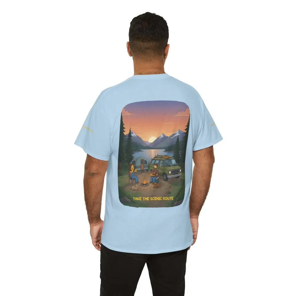 Unisex Heavy Cotton Tee — "Take The Scenic Route" Design Sitcom-Line