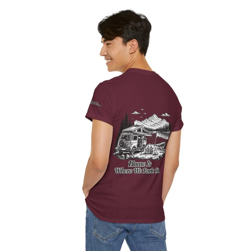 15383113495430349902_2048.jpeg Unisex Heavy Cotton Tee — "Home Is Where You Park It" Design Minimal-Line
