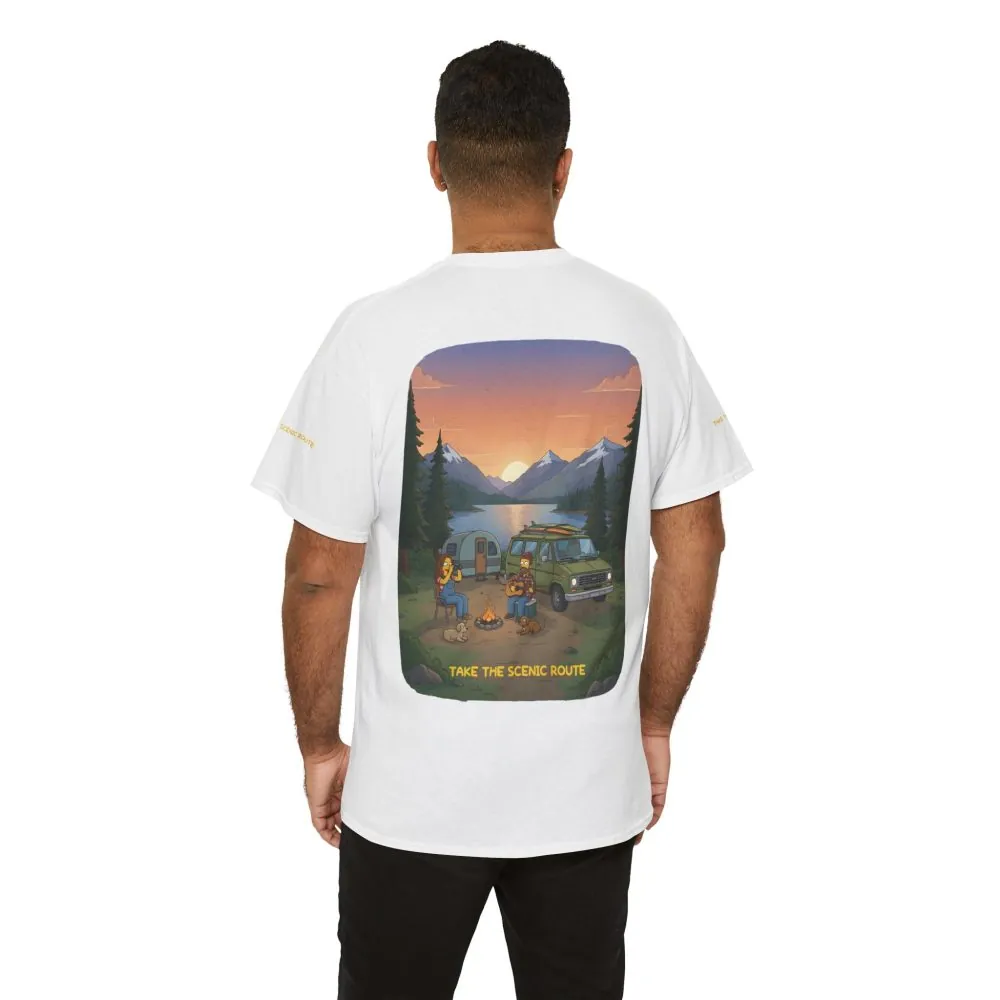 Unisex Heavy Cotton Tee — "Take The Scenic Route" Design Sitcom-Line