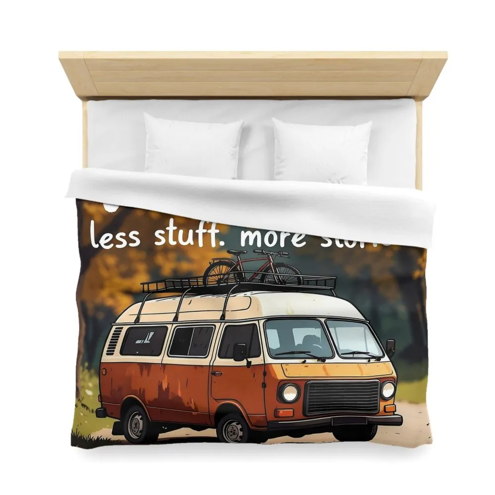 Duvet Cover — "Vanlife Less Stuff, More Stories" Retro Camper Bedding