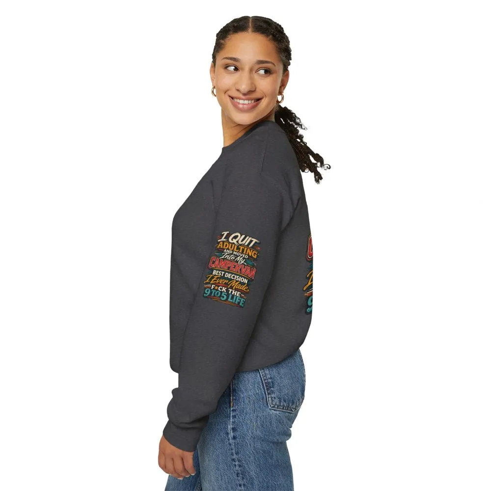 Unisex Heavy Blend™ Crewneck Sweatshirt — "I Quit Adulting" Design F**K-Line