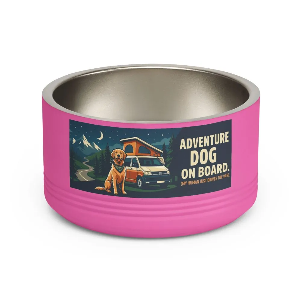 Pet Bowl — "Adventure Dog On Board " 18oz Camper & Hiking Dog Travel Bowl