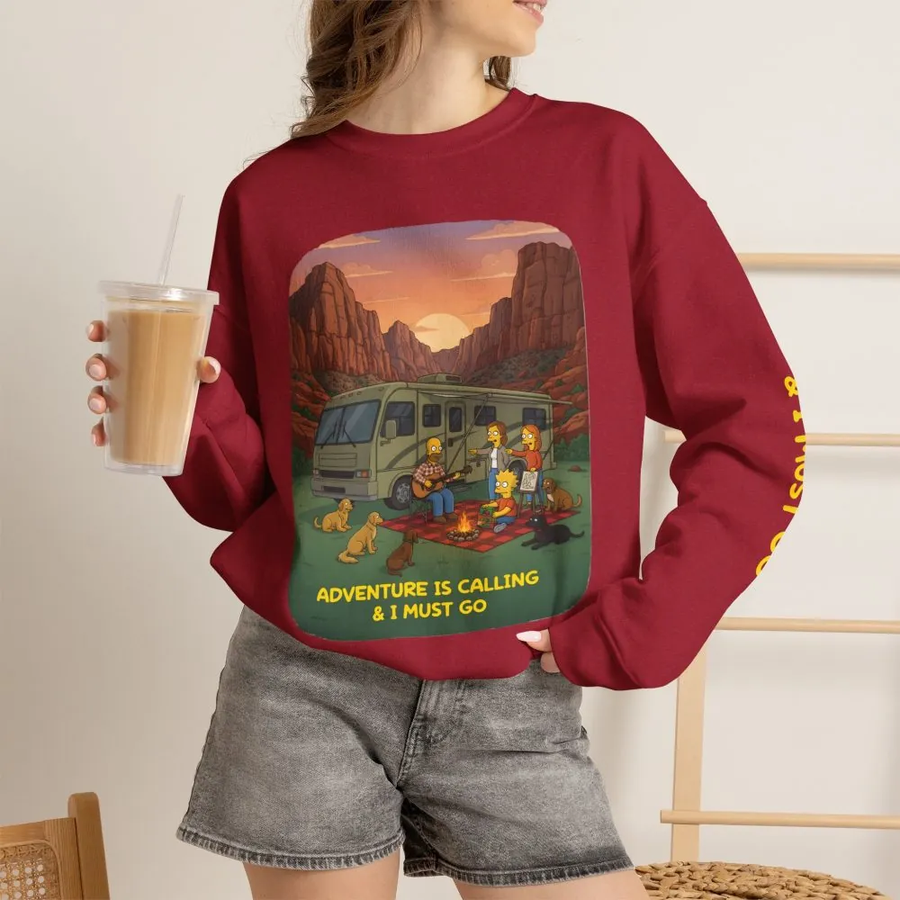 15427550968859263958_2048.jpeg Unisex Heavy Blend™ Crewneck Sweatshirt — "Adventure Is Calling-I Must Go" Design Sitcom-Line