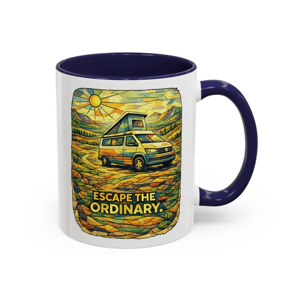 Accent Coffee Mug (11, 15oz) — "Escape The Ordinary" Design Cubic-Line