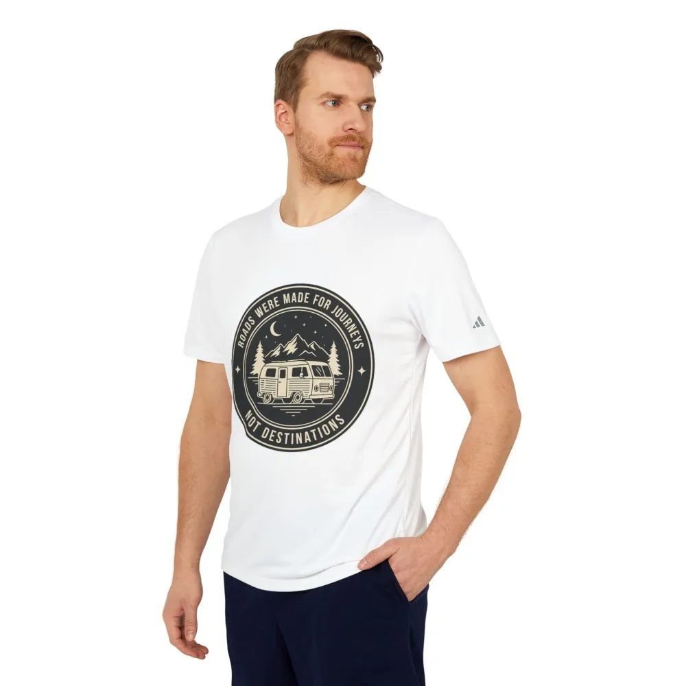 T-Shirt(Adidas) — 'ROAD WHERE MADE FOR JOURNEYS-NOT DESTINATIONS' (font + back printed) Brand Adidas