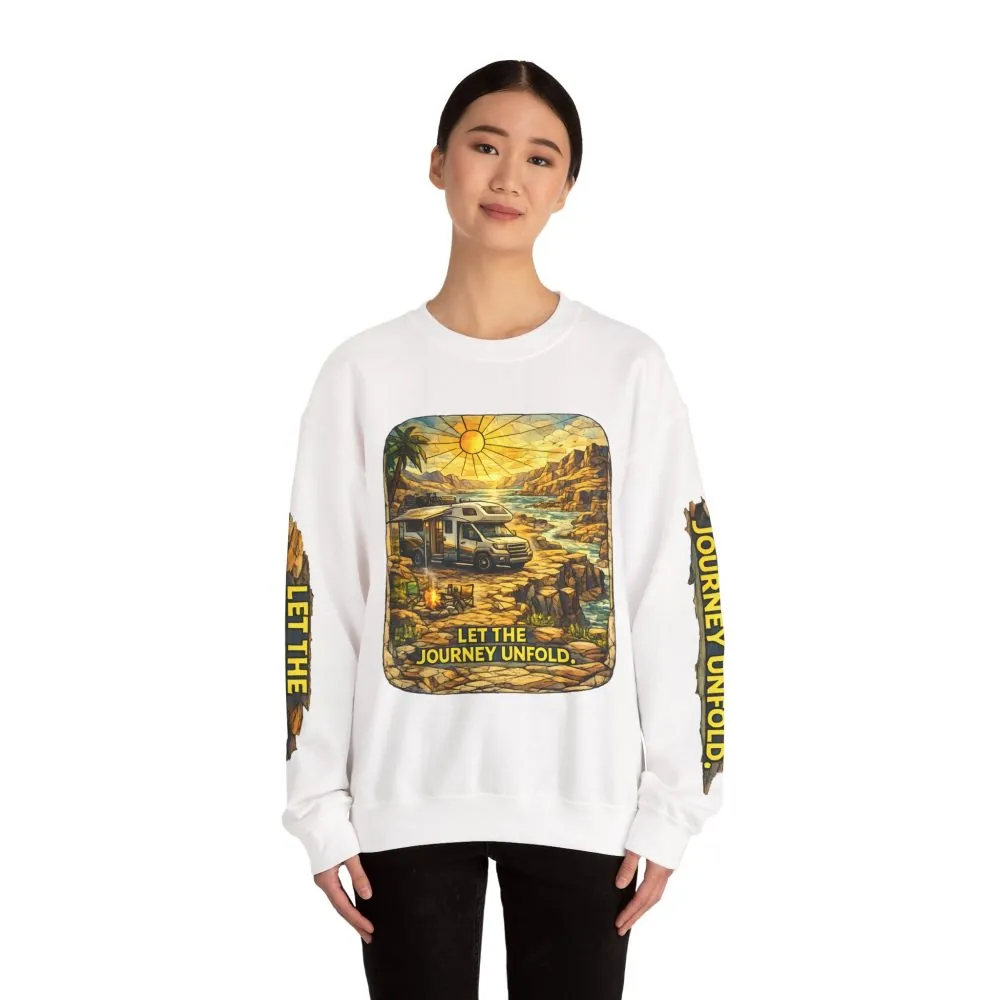 15464947429361901646_2048.jpeg Unisex Heavy Blend™ Crewneck Sweatshirt — "Let The Journey Unfold" Design Cubic-Line