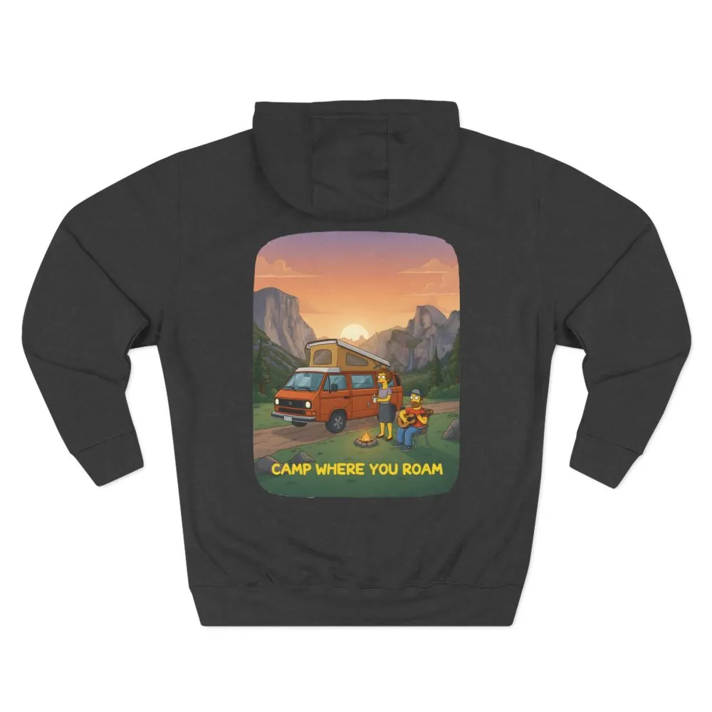 Three-Panel Fleece Hoodie - "Camp Where You Roam" Design Sitcom-Line