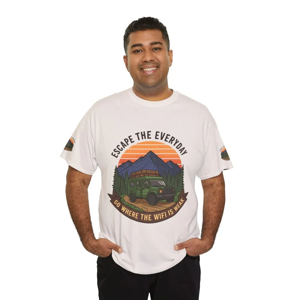Unisex Heavy Cotton Tee — "Go Where the WiFi Is Weak" Adventure Shirt