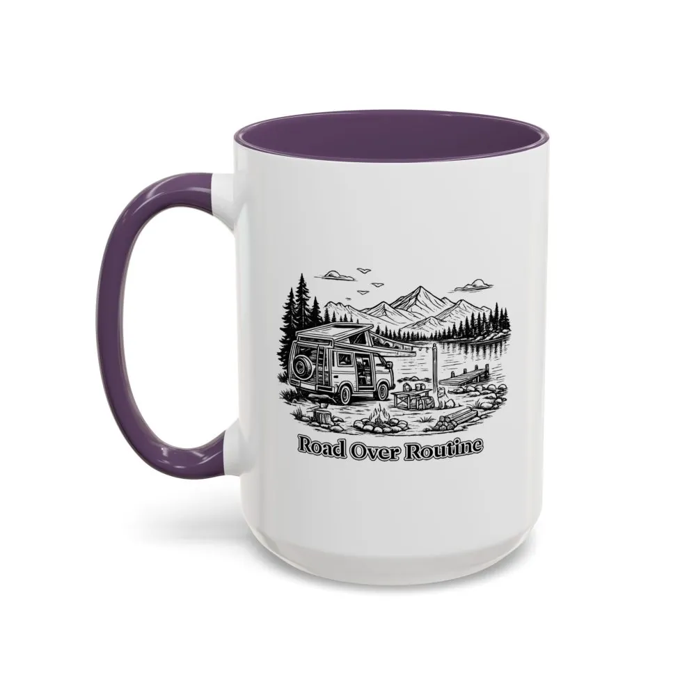 15468444238159001040_2048.jpeg Accent Coffee Mug (11, 15oz) — "Road Over Routine" Design Minimal-Line