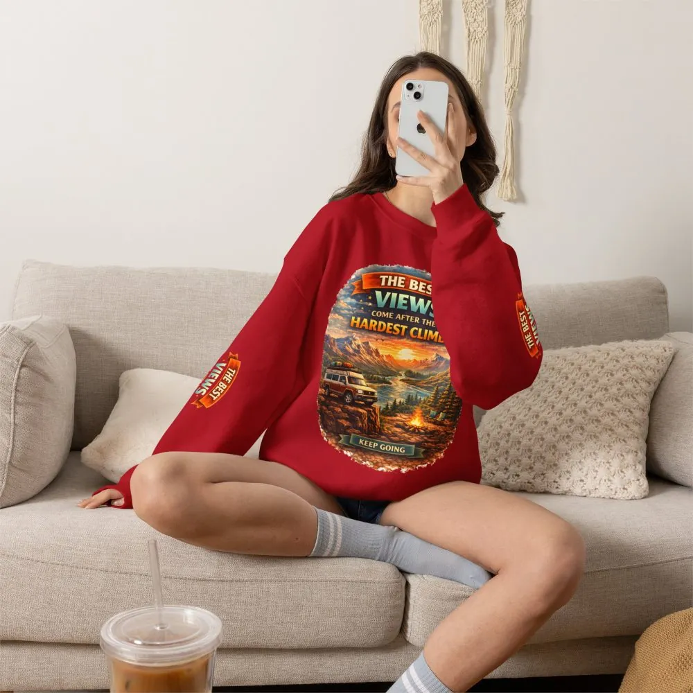 Unisex Heavy Blend™ Crewneck Sweatshirt — "The Best Views" Design Scenic-Line
