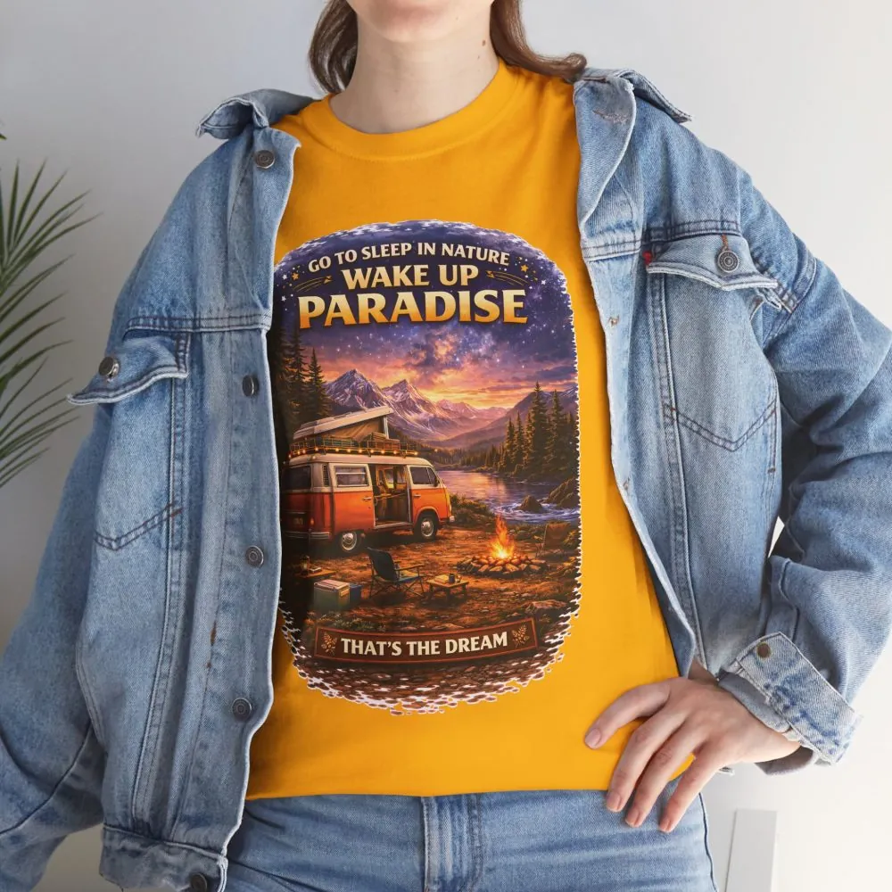 Unisex Heavy Cotton Tee — "Go Sleep In Nature" Design Scenic-Line
